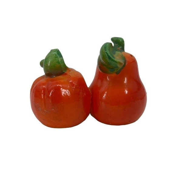 Vintage Salt & Pepper Shakers Connected Pumpkin Gourd Ceramic Collectible - Picture 2 of 6